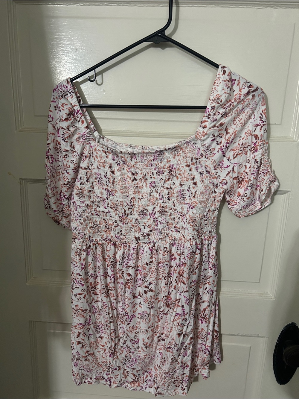 Isabel Maternity by Ingrid & Isabel Pink, Rust & Cream Floral Smocked Top
